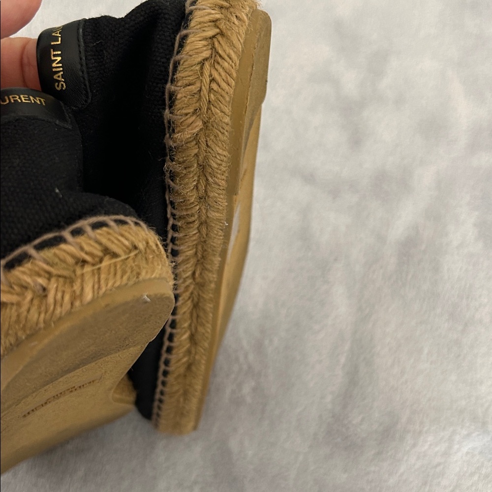 Yves Saint Laurent Black Canvas Espadrilles with Jute Trim - Picture 8 of 11